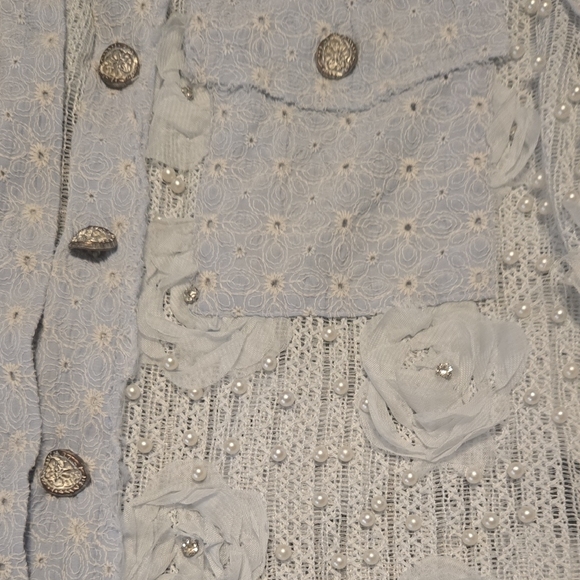 POL Light Blue Lace Button Jacket/Blouse - Picture 4 of 5